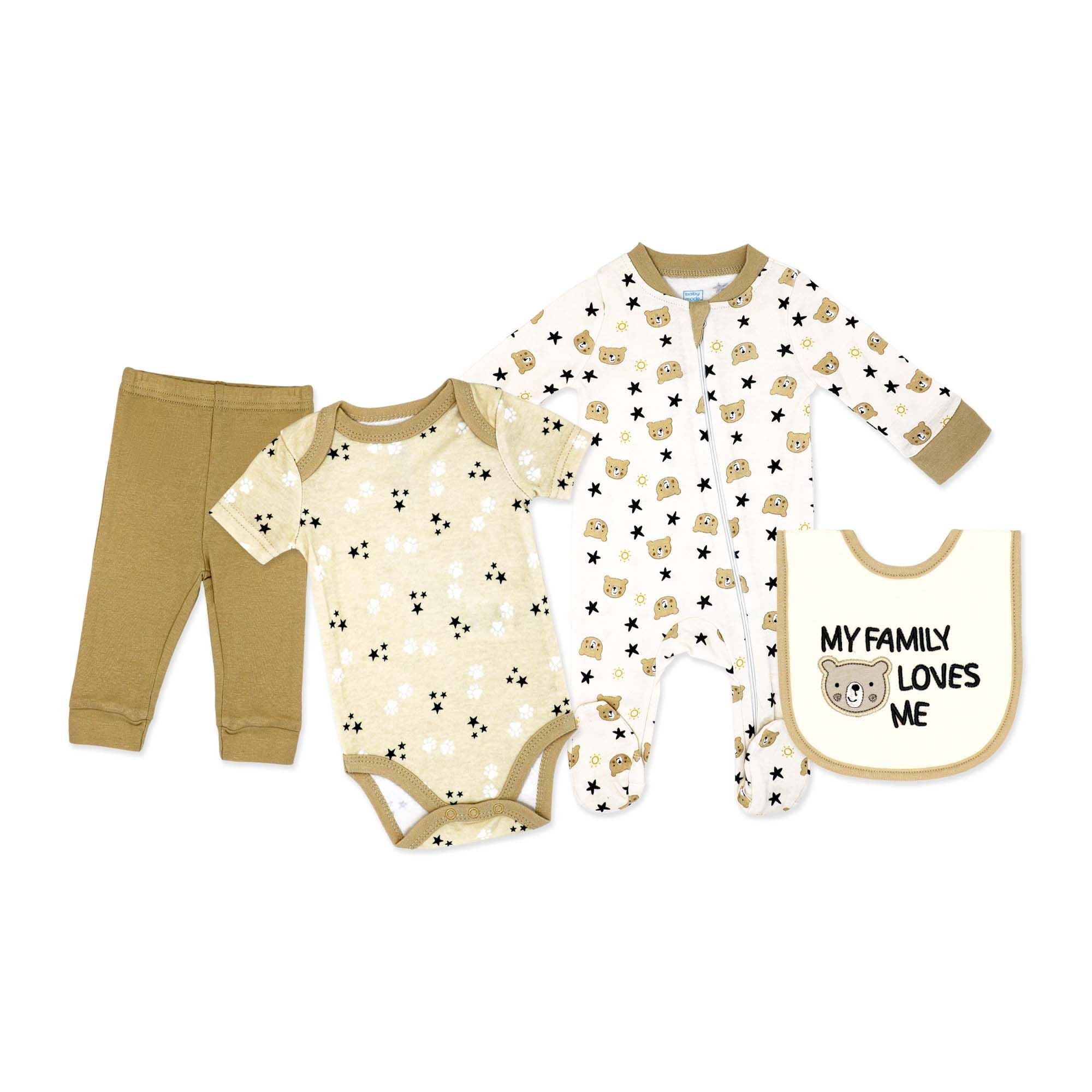 Bear 4 Piece Baby Outfit Set – 100% Cotton