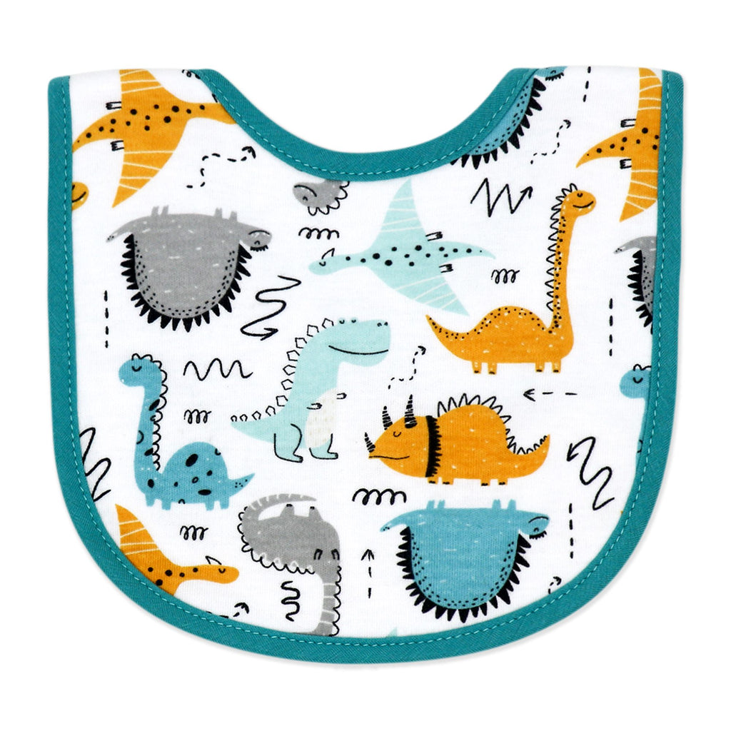 Dinosaur Baby Bibs and Socks Set – 3 Bibs + 2 Pairs Socks, Soft Cotton Blend