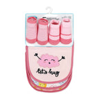 Pink Cloud & Sun Baby Bibs and Socks Set – 3 Bibs + 2 Pairs Socks, Soft Cotton Blend