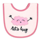 Pink Cloud & Sun Baby Bibs and Socks Set – 3 Bibs + 2 Pairs Socks, Soft Cotton Blend