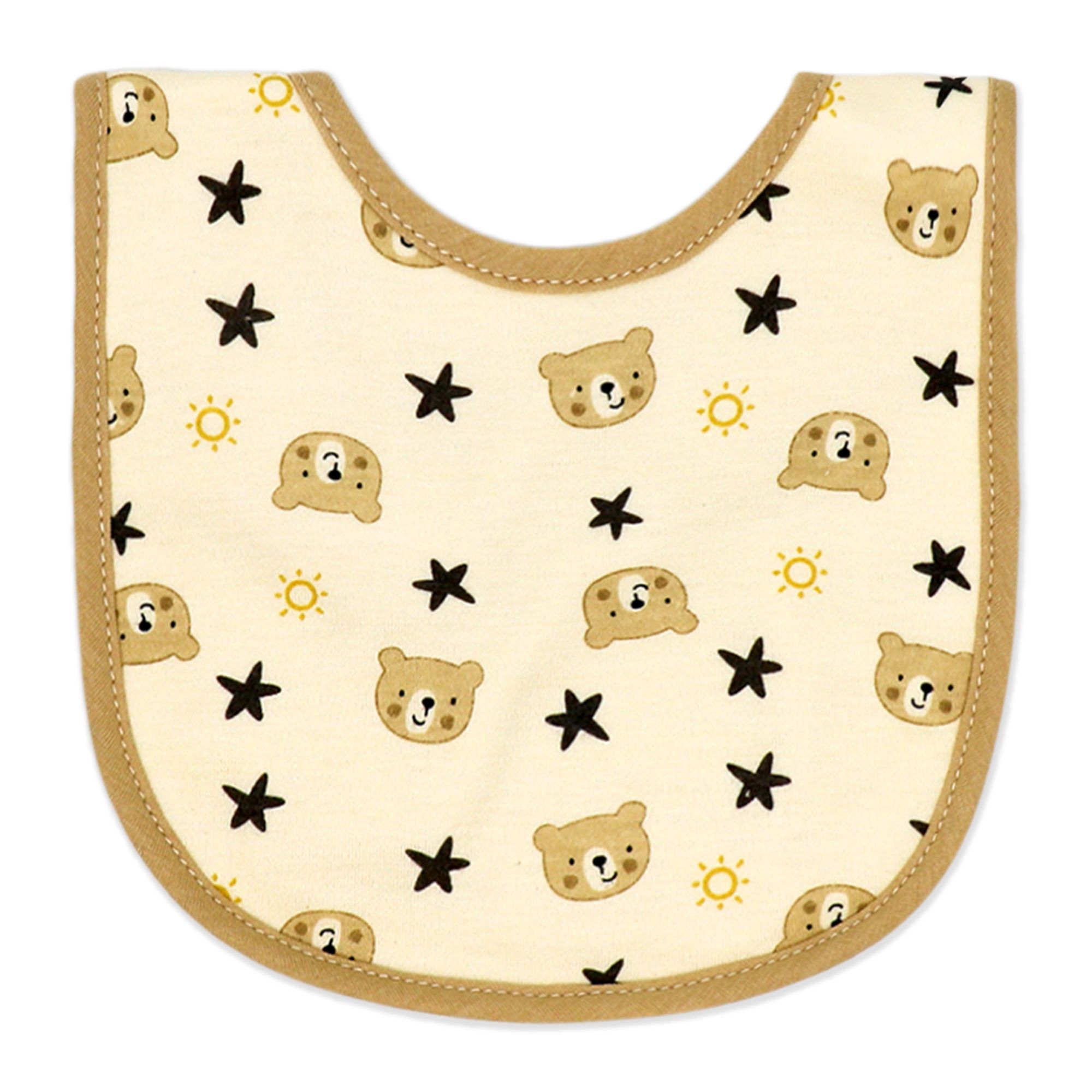 Bear Print Baby Bibs & Socks Set – 3 Bibs + 2 Socks, Soft Cotton Blend