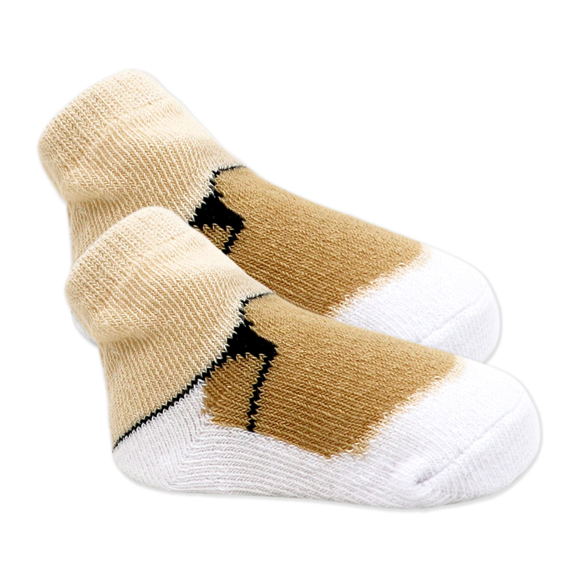 Bear Print Baby Bibs & Socks Set – 3 Bibs + 2 Socks, Soft Cotton Blend