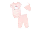 Ensemble bébé 3 pièces lama rose - 100 % coton