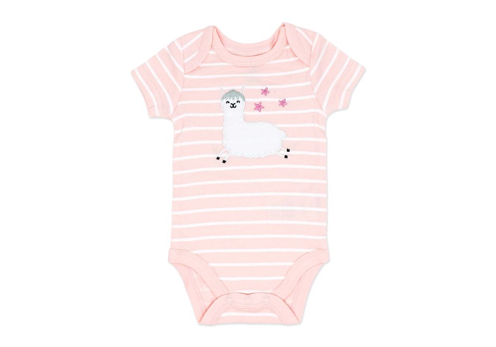 Ensemble bébé 3 pièces lama rose - 100 % coton