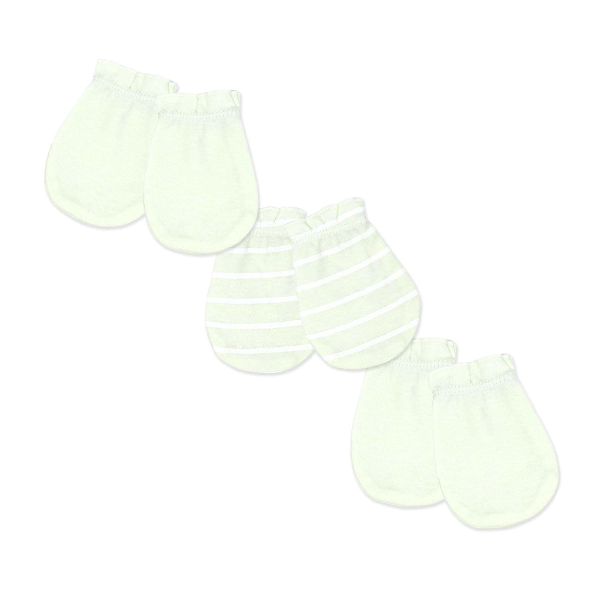 3-Pack 100% Organic Cotton Baby Mittens