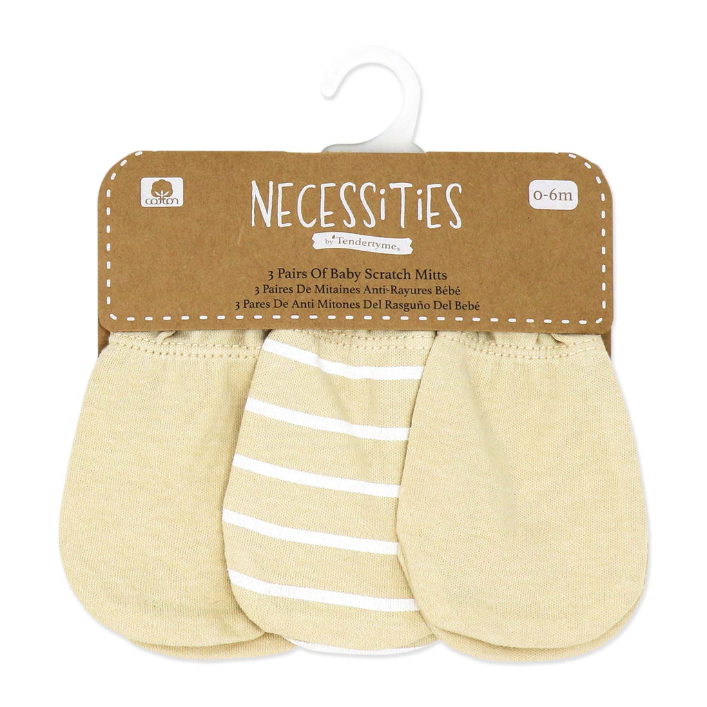 3-Pack 100% Organic Cotton Baby Mittens