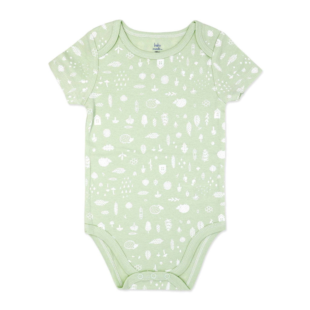 Body bébé imprimé nature verte - 100 % coton