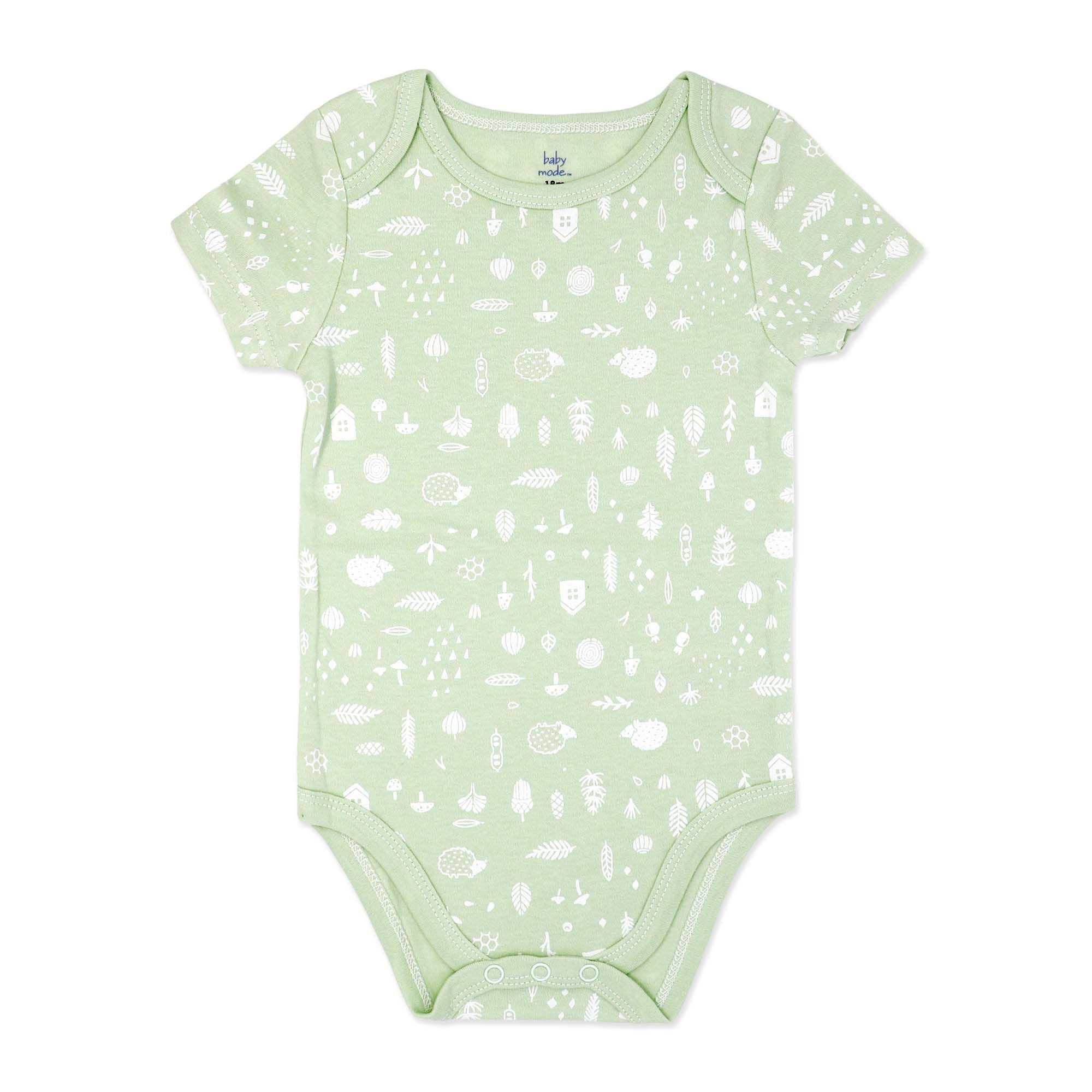 Body bébé imprimé nature verte - 100 % coton