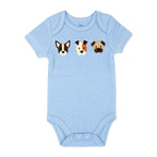 Body bébé imprimé chiot bleu - 100 % coton