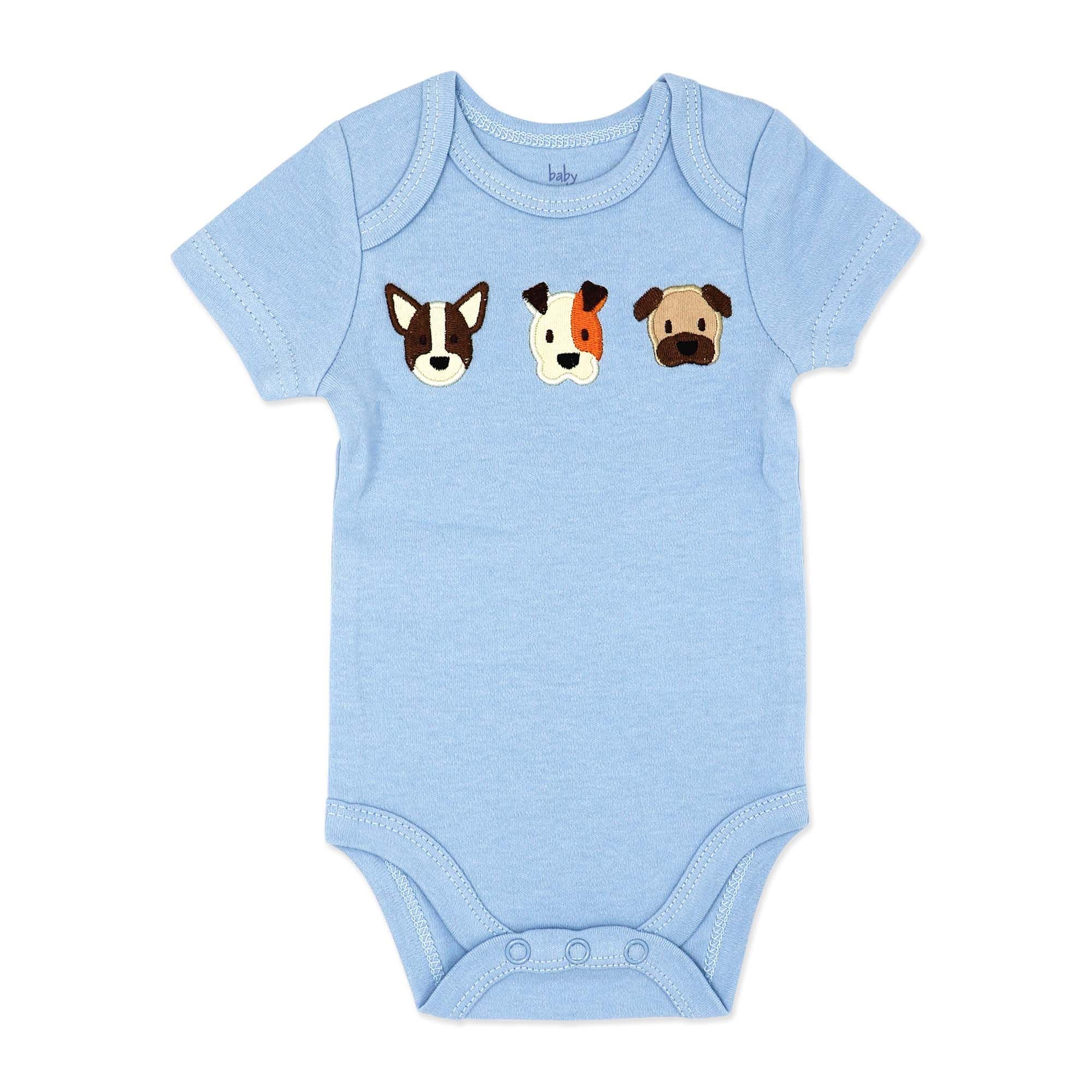 Body bébé imprimé chiot bleu - 100 % coton