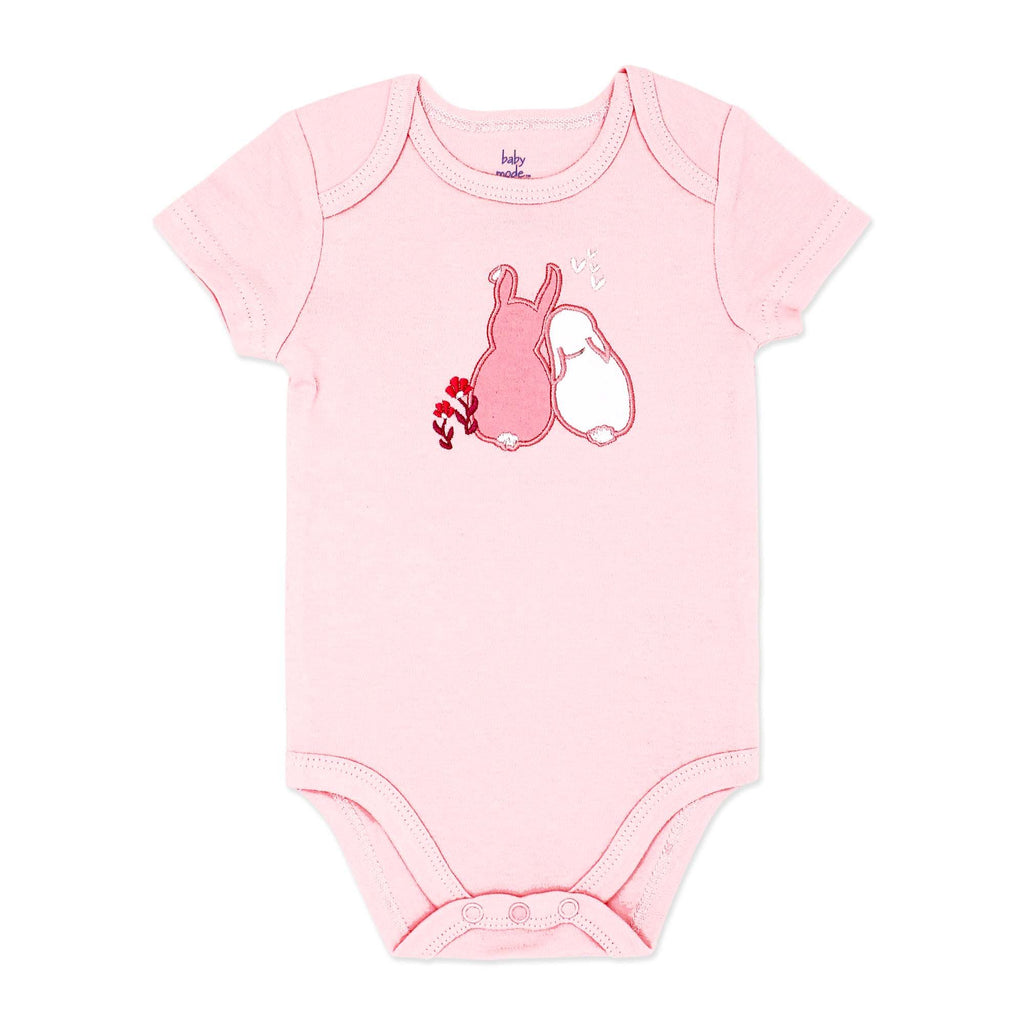 Body bébé Pink Bunny Friends – 100 % coton à manches courtes