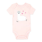 Body bébé imprimé lama rose – 100 % coton à manches courtes
