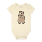 Body bébé beige à imprimé ours – Manches courtes 100 % coton
