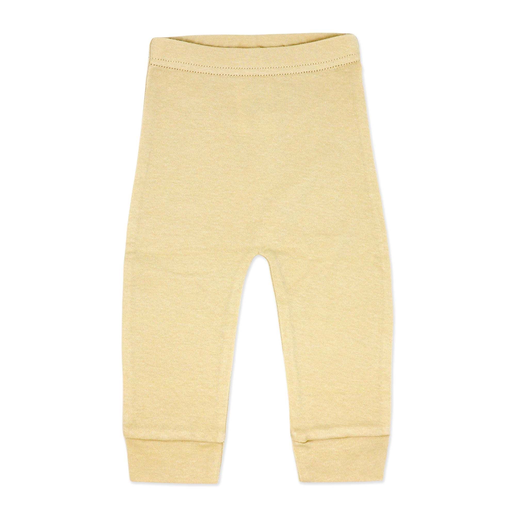 Solid Beige 100% Cotton Baby Pajama Pants – Soft Elastic Waist Sleep Bottoms