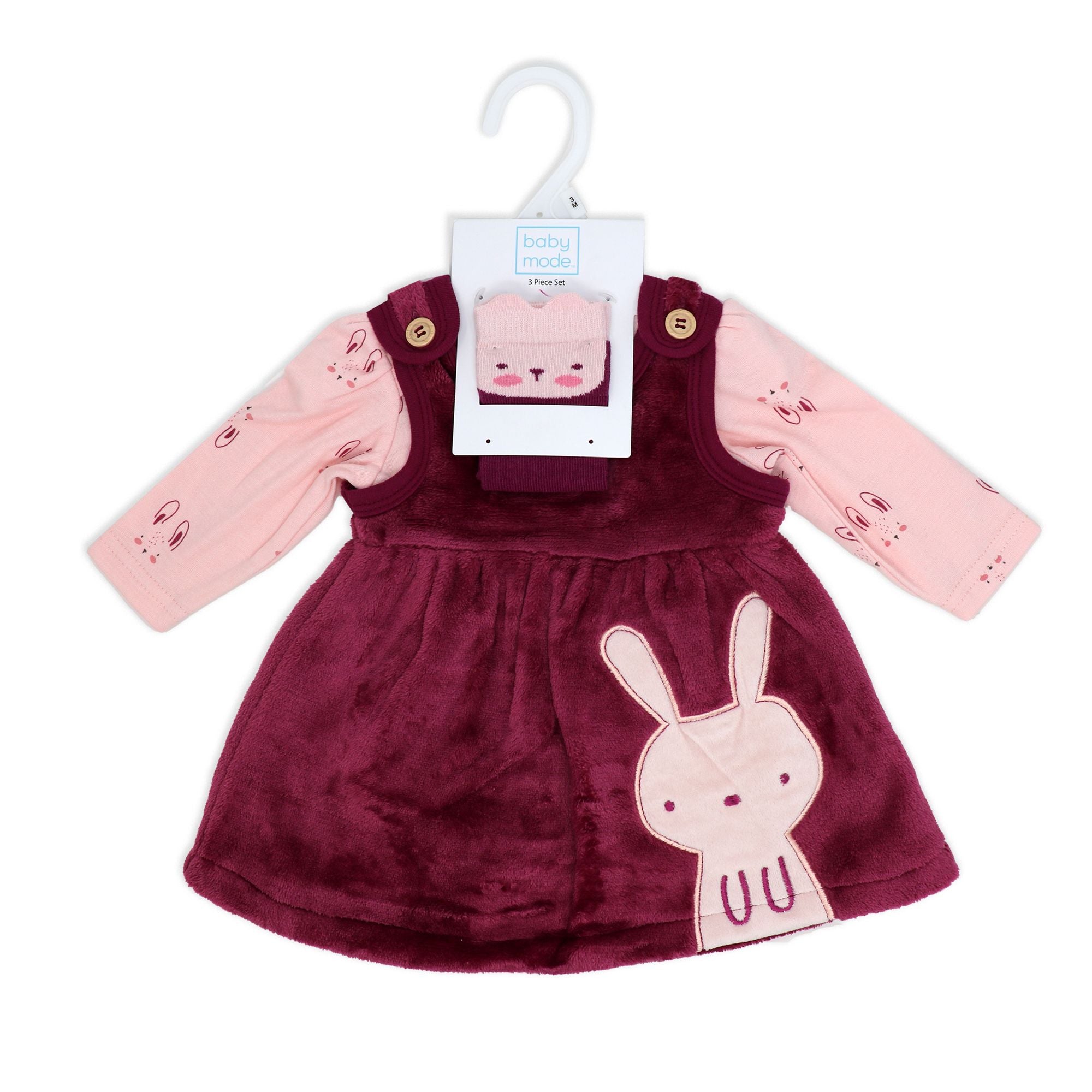 Bunny Dress, Bodysuit & Socks Toddler Outfit Set