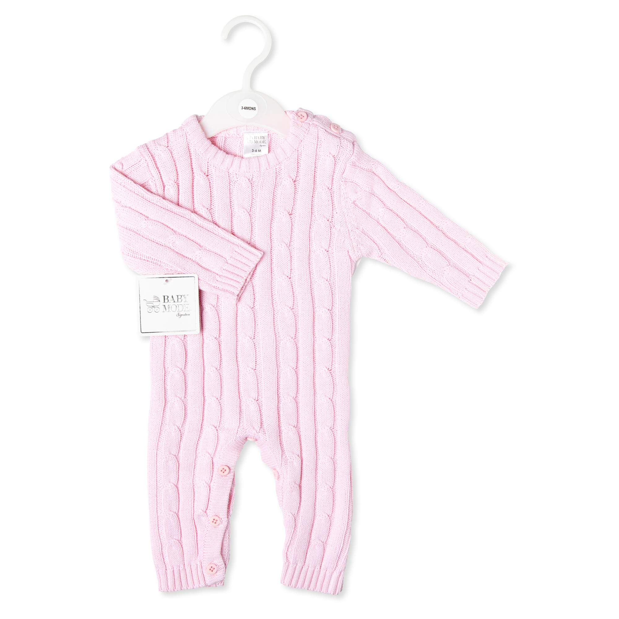 Pink Cable Knit Baby Bodysuit – 100% Cotton