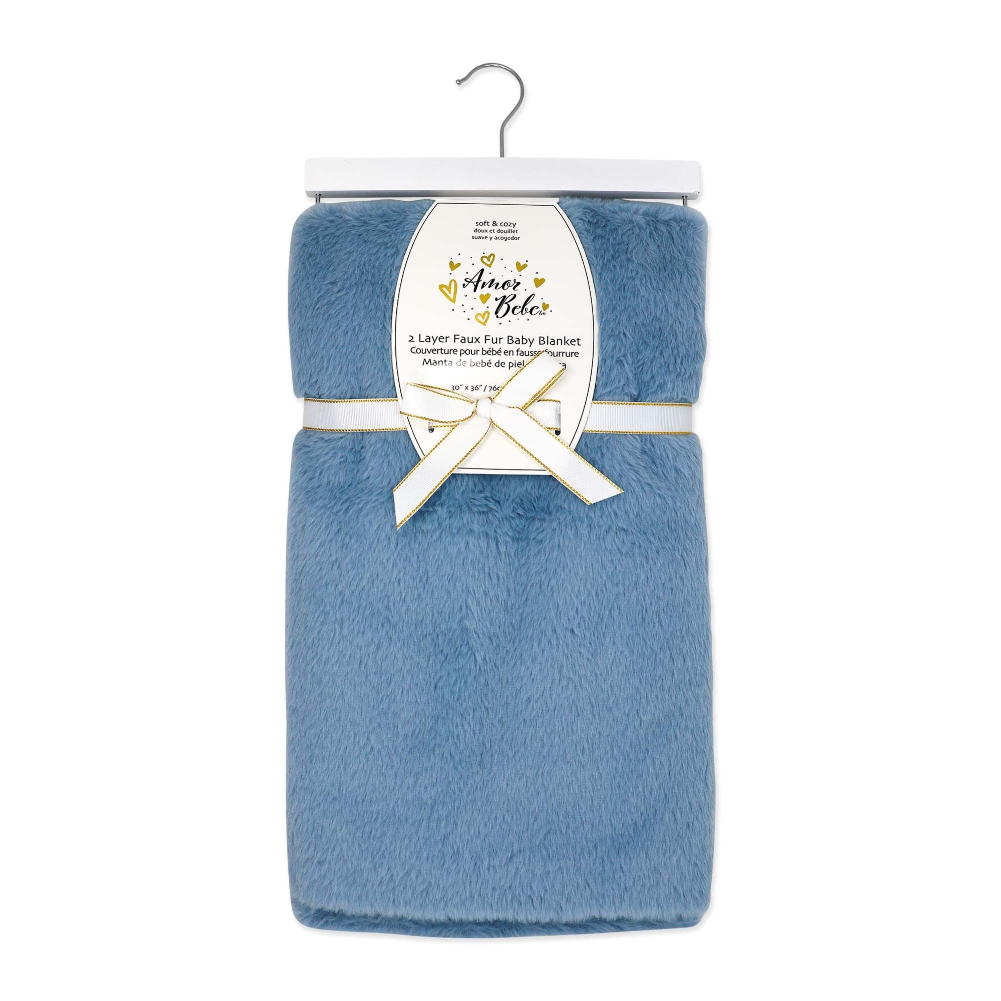 2-Layer Luxury Faux Fur Baby Blanket & Neck Pillow Set – 100% Polyester