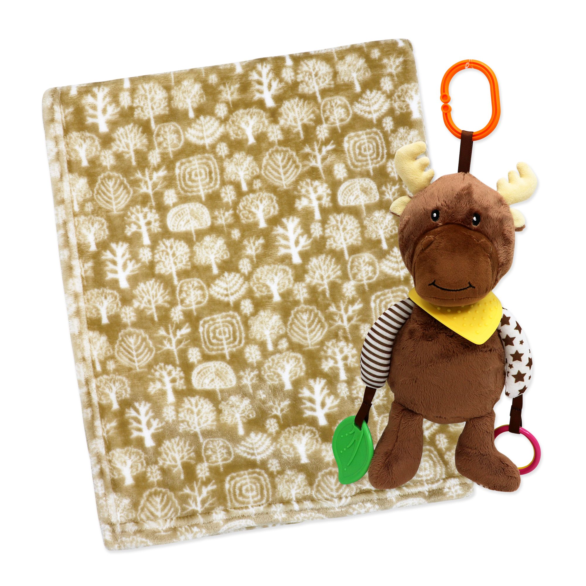 Plush Activity Toy & Baby Blanket Set – 100% Polyester, 30" x 36" Soft Throw