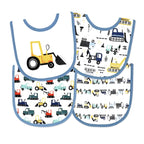 Construction Trucks Baby Bibs 4-Pack – Soft Cotton Blend Feeding Bib Set