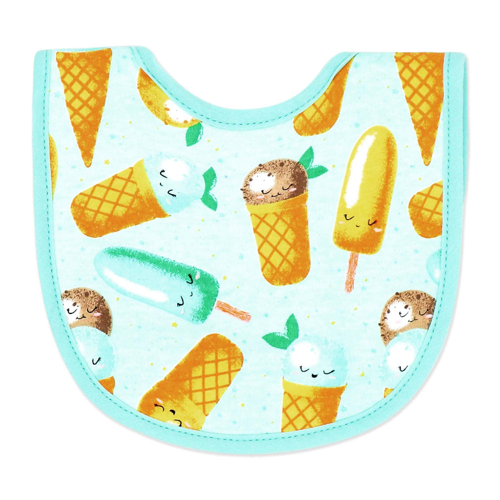 Ice Cream Baby Bibs 4-Pack – Soft Cotton Blend Terry Back Feeding Bib Set