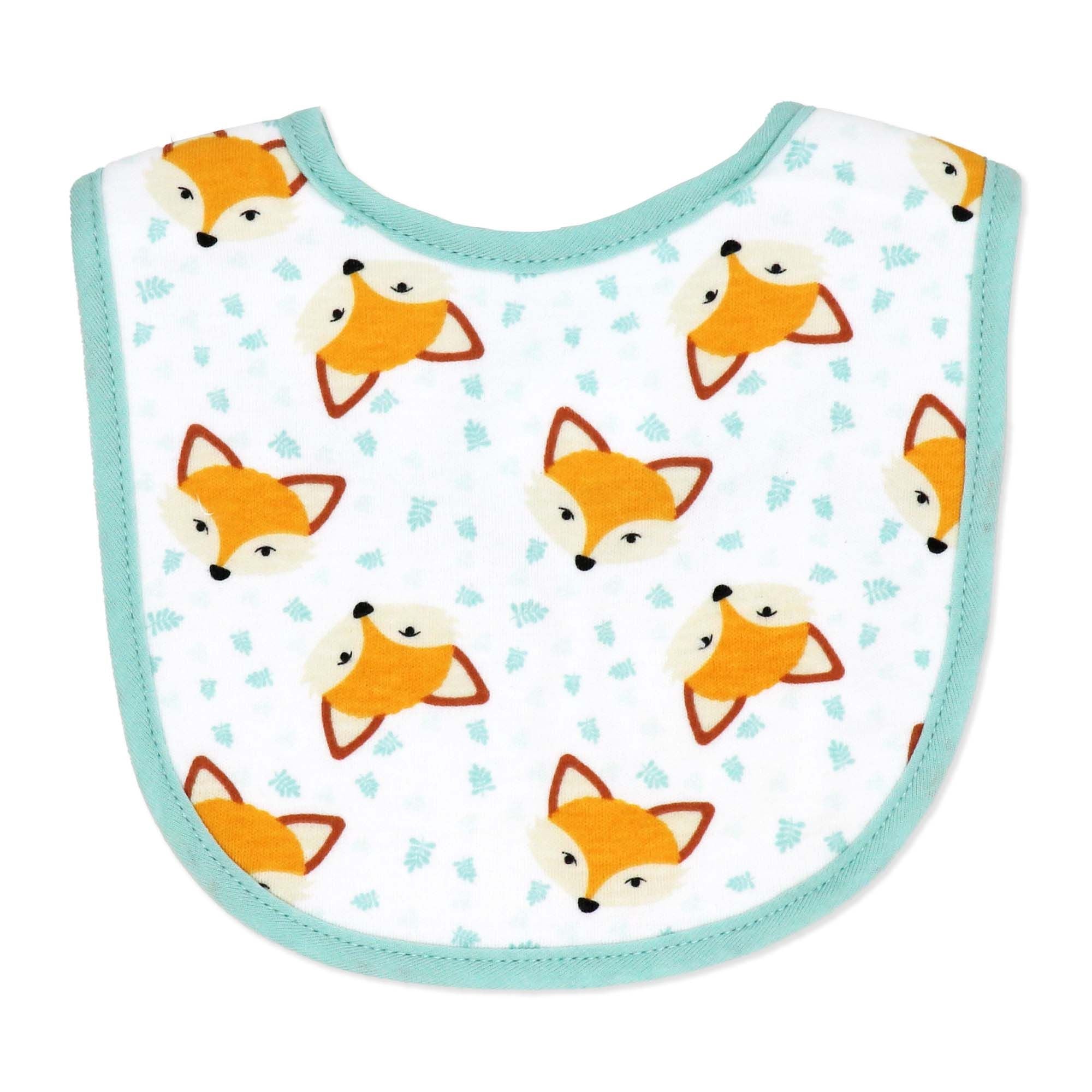 Fox Print Baby Bibs 4-Pack – Soft Cotton Blend Feeding & Drool Bib Set