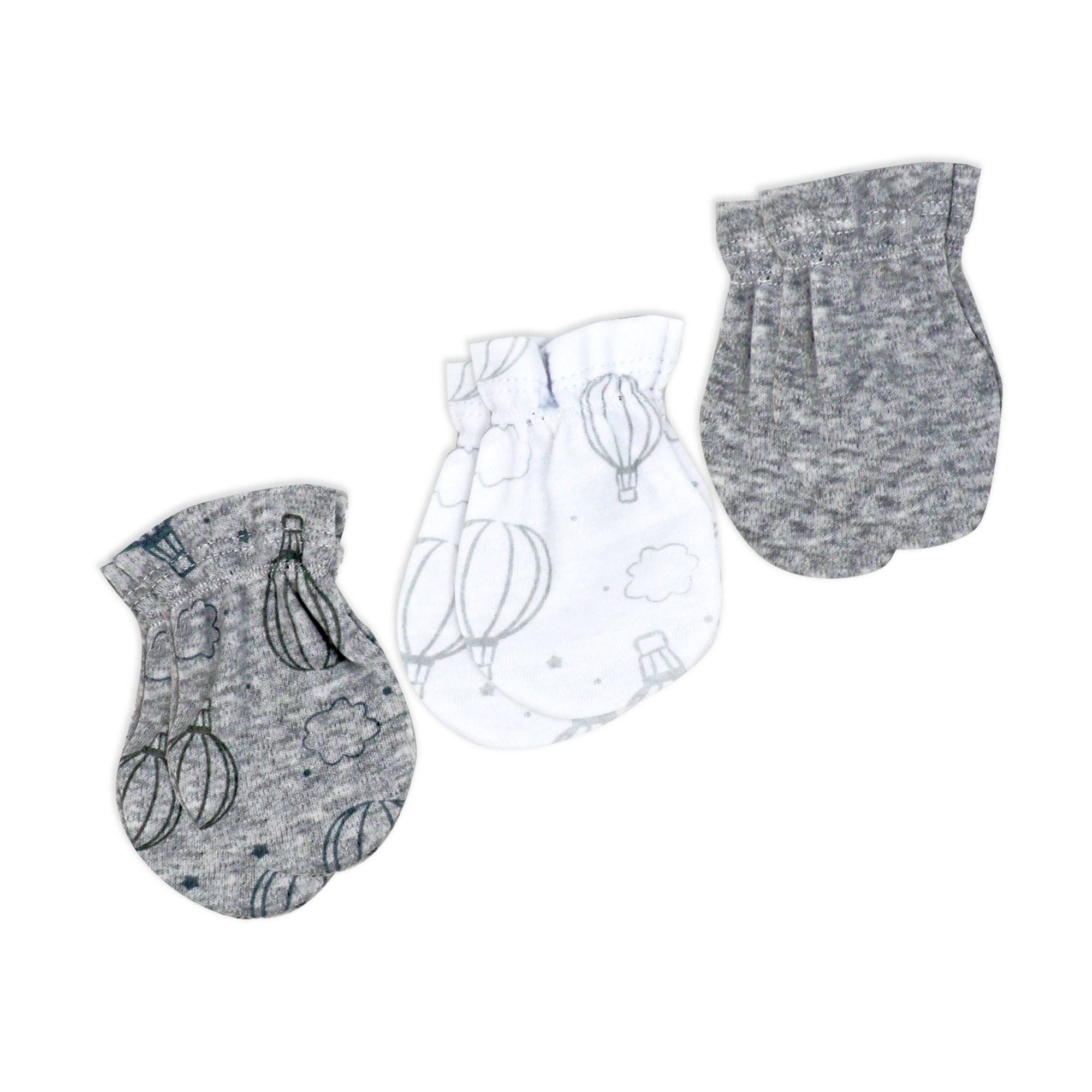 100% Organic Cotton Baby Hats & Mittens Set 0–6M – 2 Caps + 3 Scratch Mitts