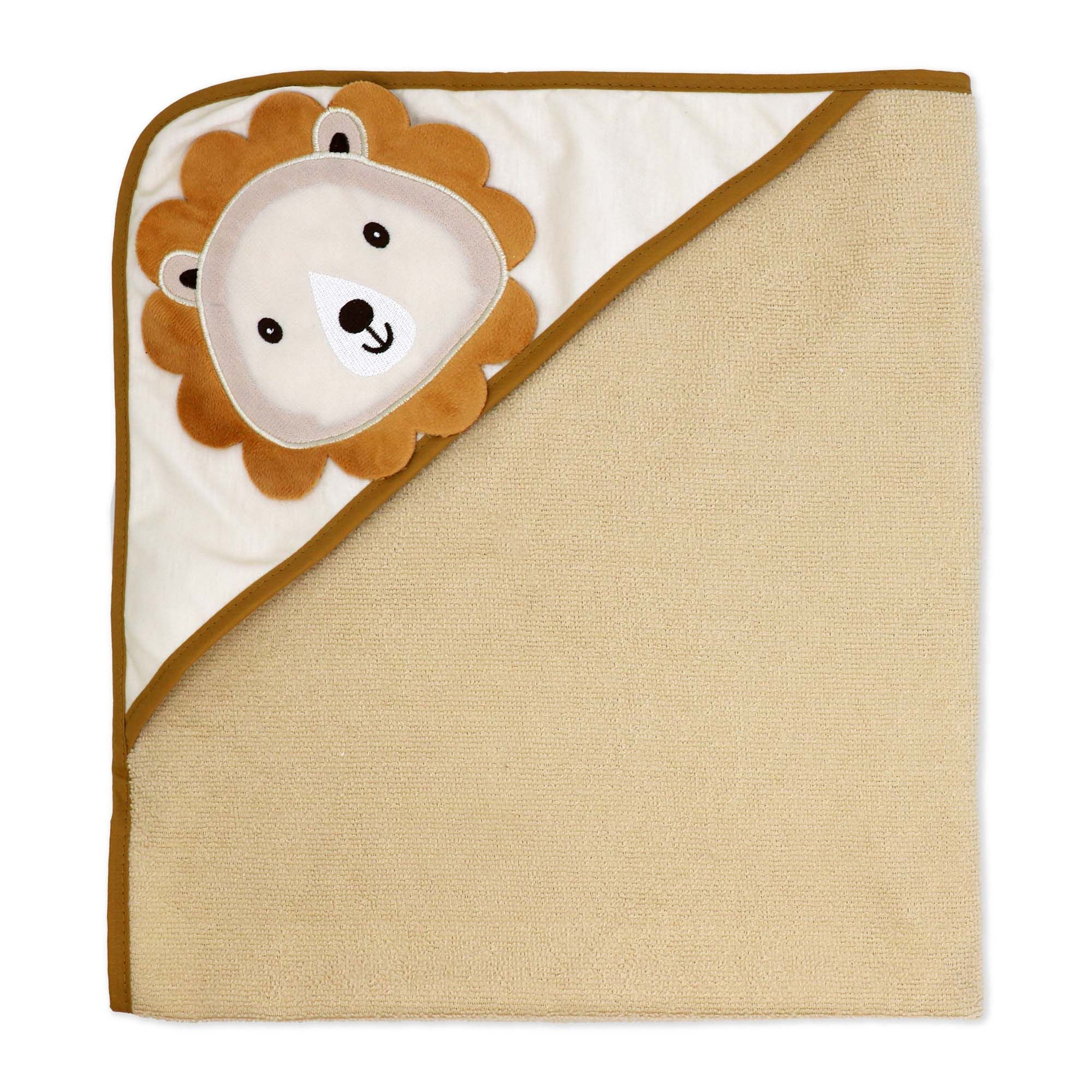 6-Piece Green Lion Baby Bath Set – 3 Hooded Towels, 3 Washcloths & BPA-Free Bath Toys, 100% Polyester