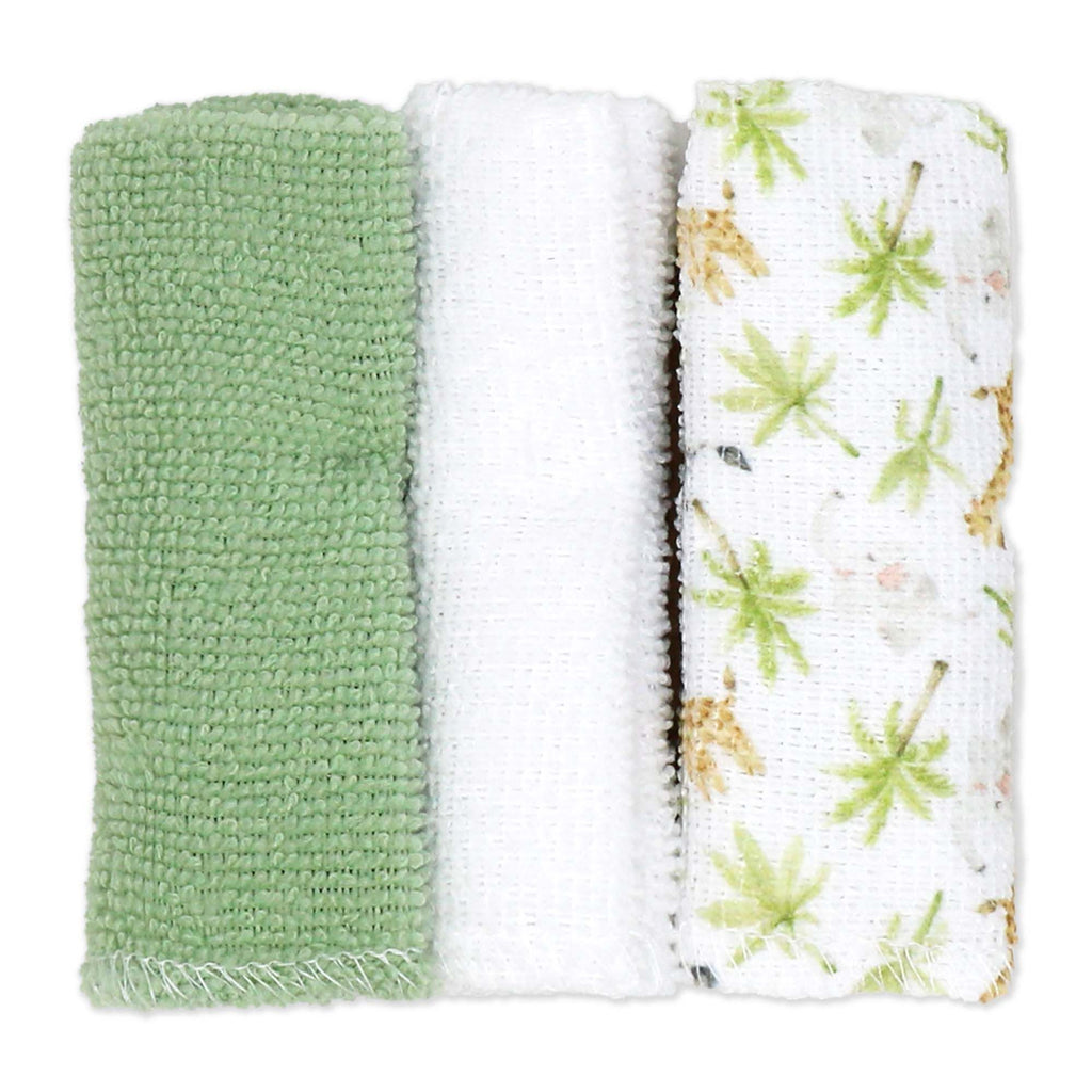 6-Piece Green Lion Baby Bath Set – 3 Hooded Towels, 3 Washcloths & BPA-Free Bath Toys, 100% Polyester