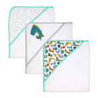 Dinosaur Baby Bath Set – 100% Polyester Hooded Towel, Washcloths & BPA-Free Bath Toys