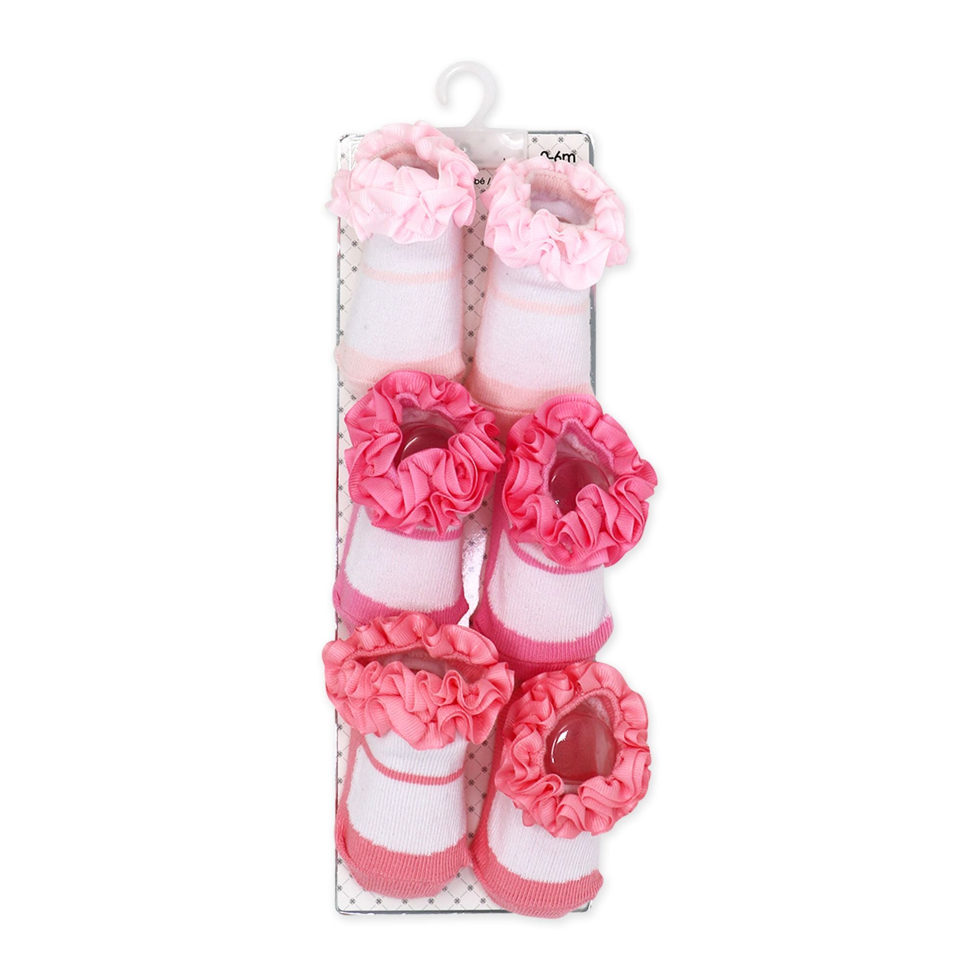 Pink Baby Grosgrain Ruffle Crew Socks 3 Pairs (0–6 Months)