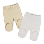 2-Pack 100% Organic Cotton Baby Footed Pants – Neutral Beige & Cream