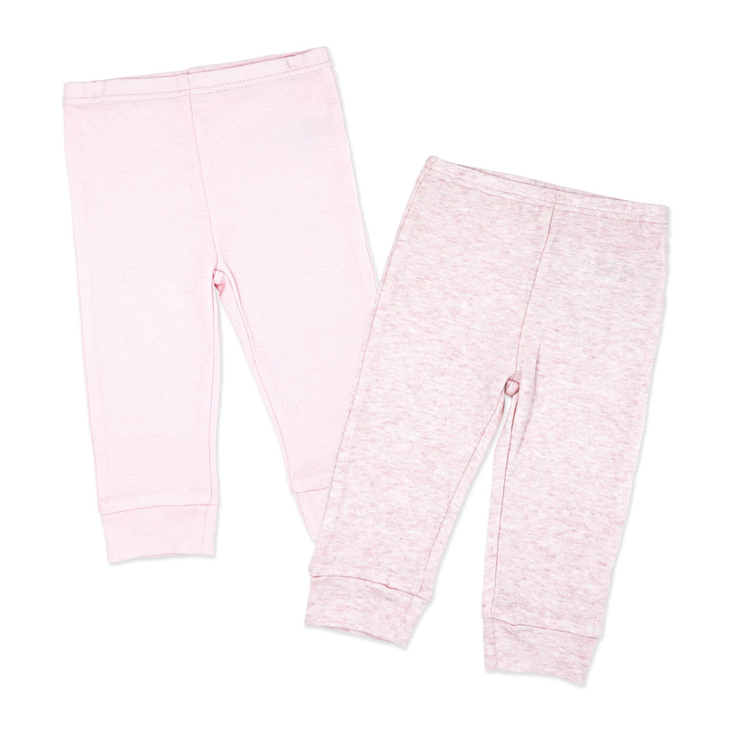2-Pack 100% Organic Cotton Baby Cuffed Pajama Pants – Pink Sleep Bottoms