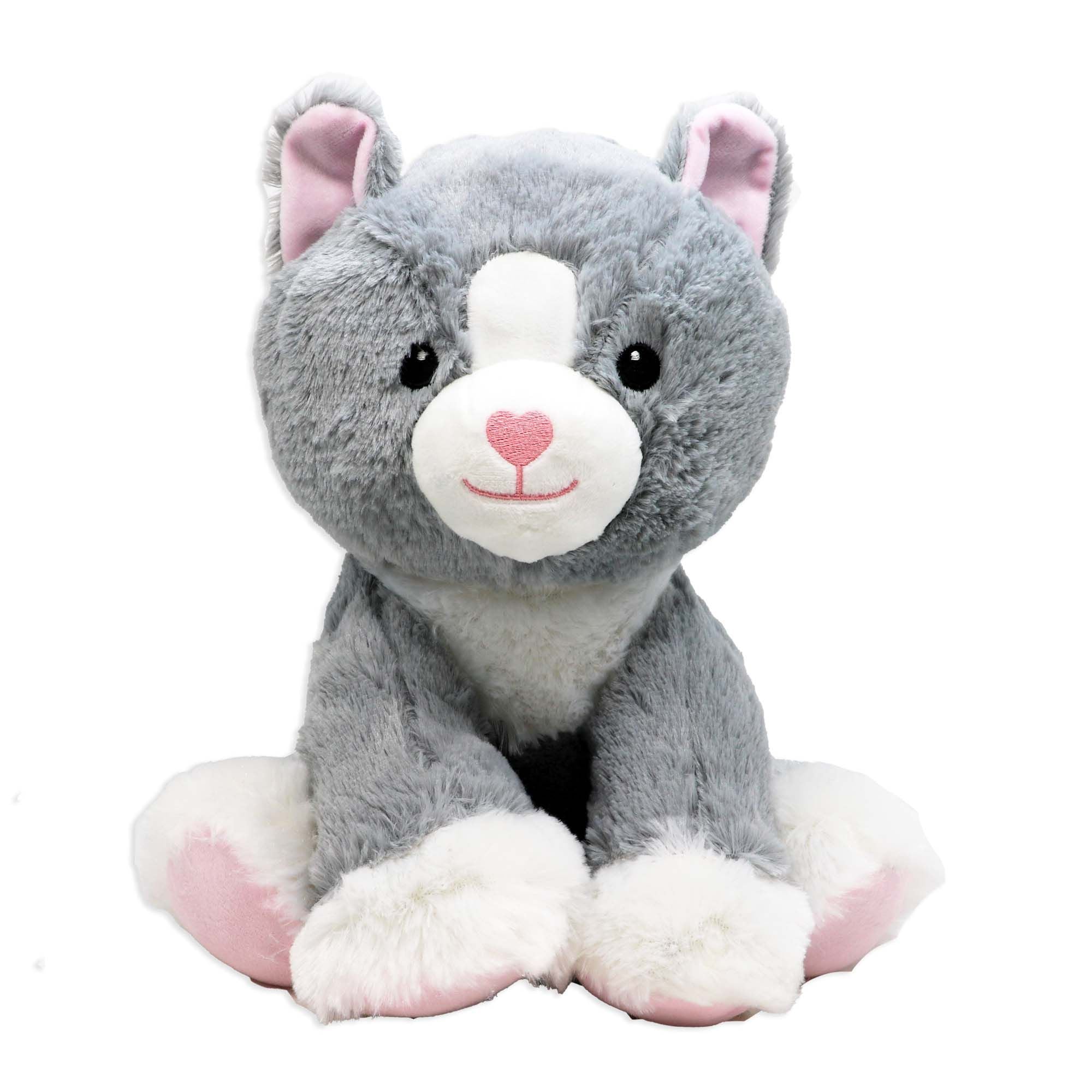 12" Gray Cat Plush Toy – Soft 100% Polyester Stuffed Animal