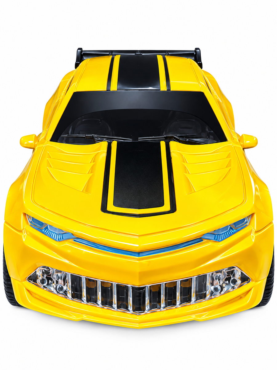 Transforming Robot Sports Car Toy – 2-in-1 Yellow Robot Car with Lights &amp; Sound (3+ Years)