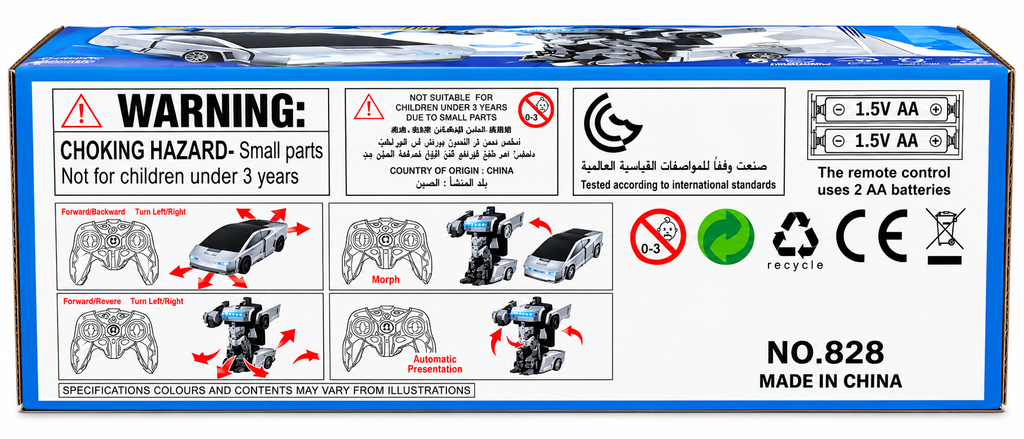 RC Transforming Robot Car – 2-in-1 Remote Control Cyber Truck with LED Lights (3+ Years)