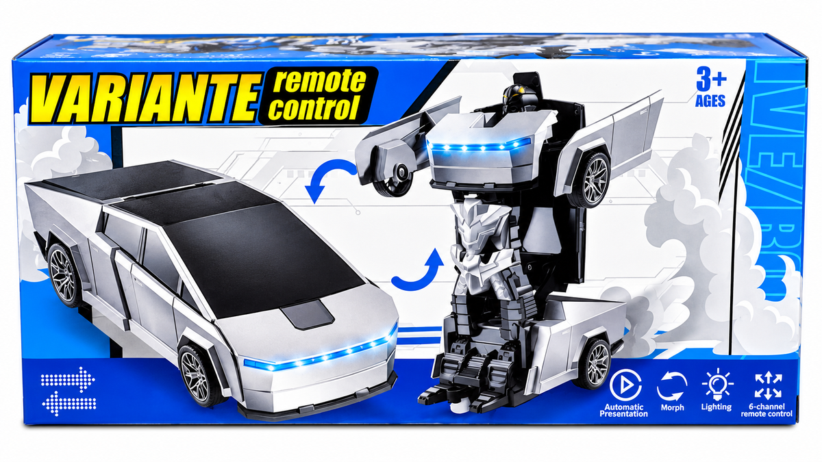 RC Transforming Robot Car – 2-in-1 Remote Control Cyber Truck with LED Lights (3+ Years)