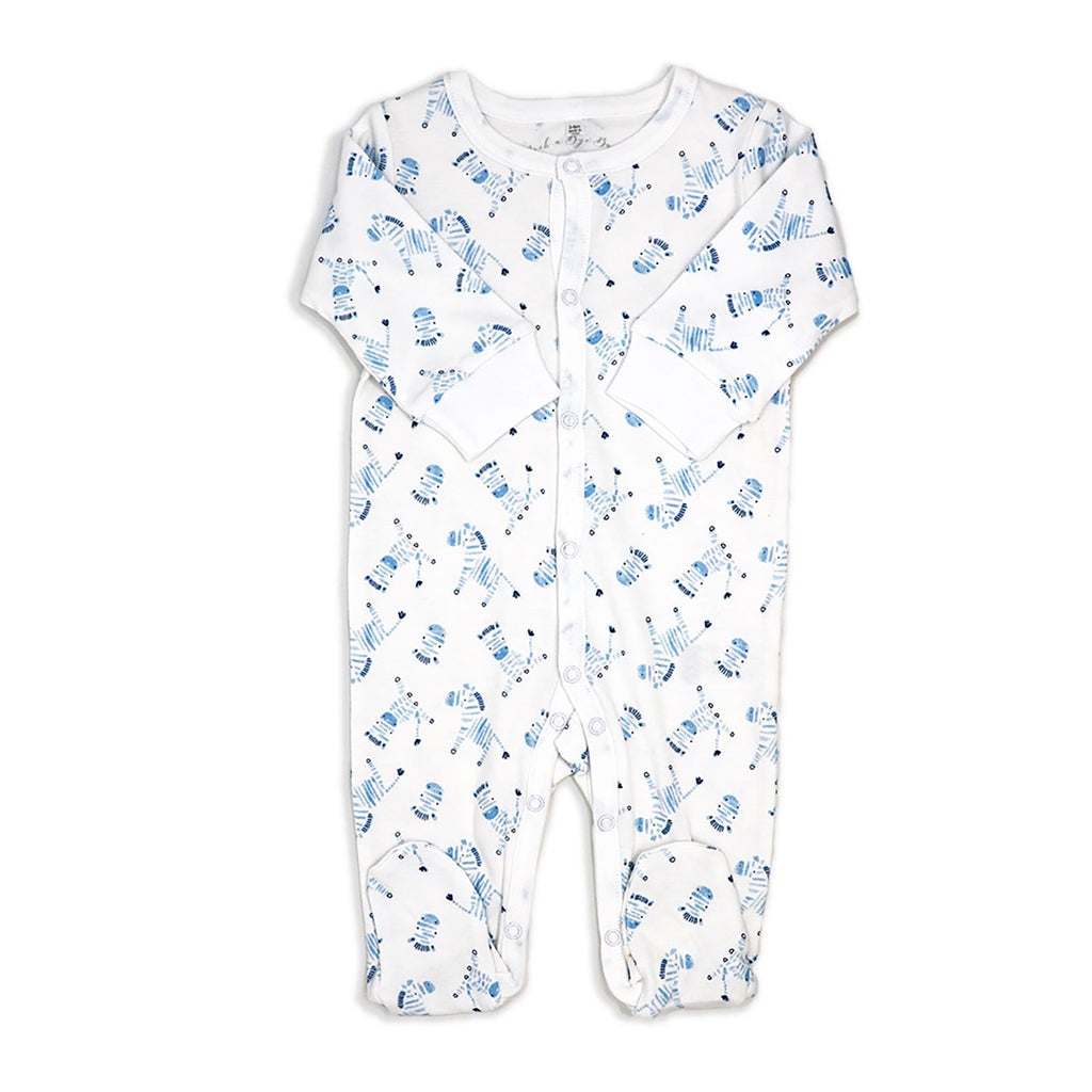 Blue Zebra Newborn 8 Piece Gift Set – 100% Cotton Layette & Toy