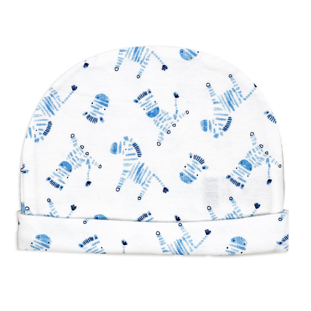 Blue Zebra Newborn 8 Piece Gift Set – 100% Cotton Layette & Toy