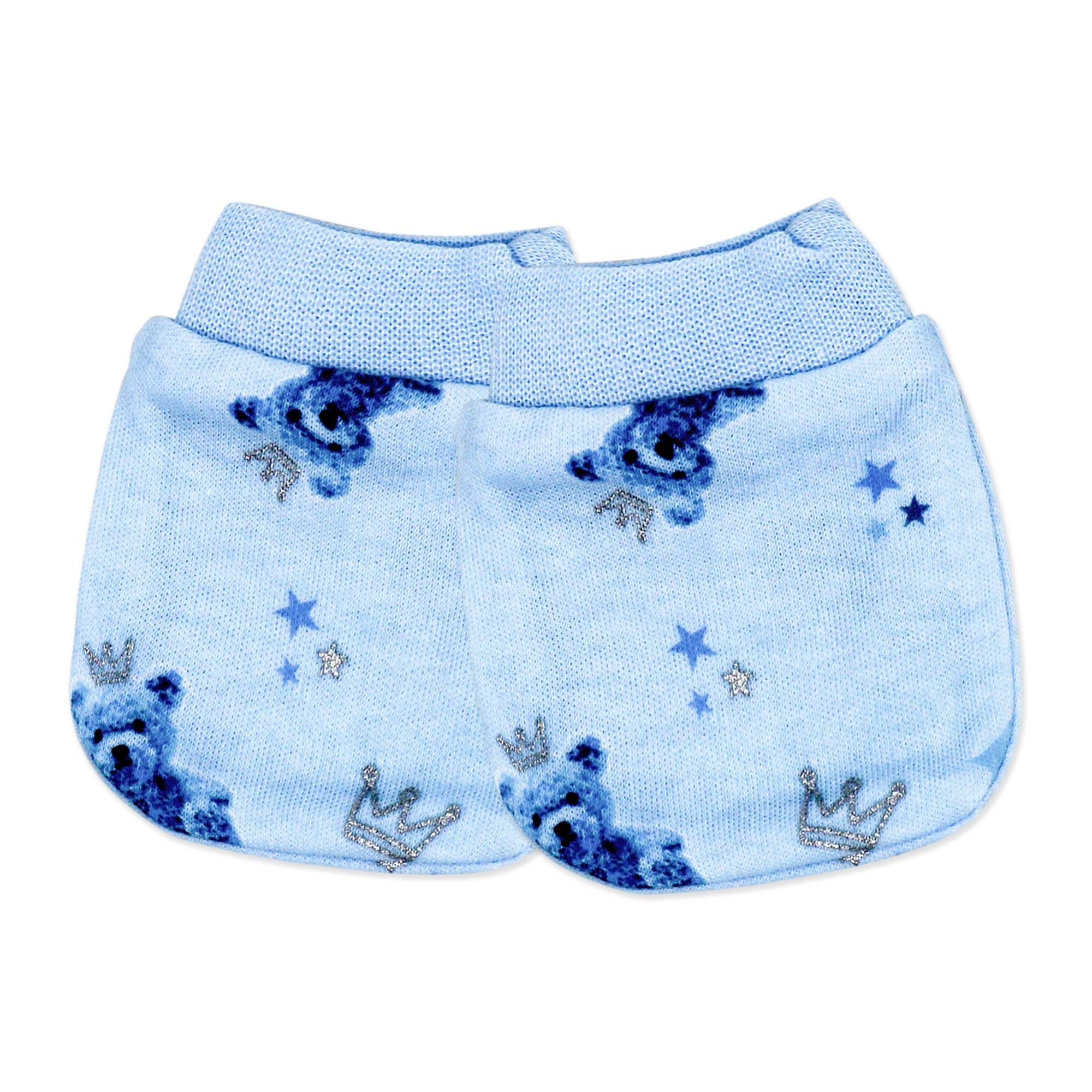 Blue Teddy Bear 5 Piece Baby Layette Gift Set – 100% Cotton