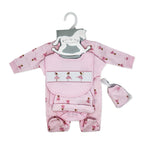 Pink Ballerina 5 Piece Baby Girl Layette Gift Set – 100% Cotton