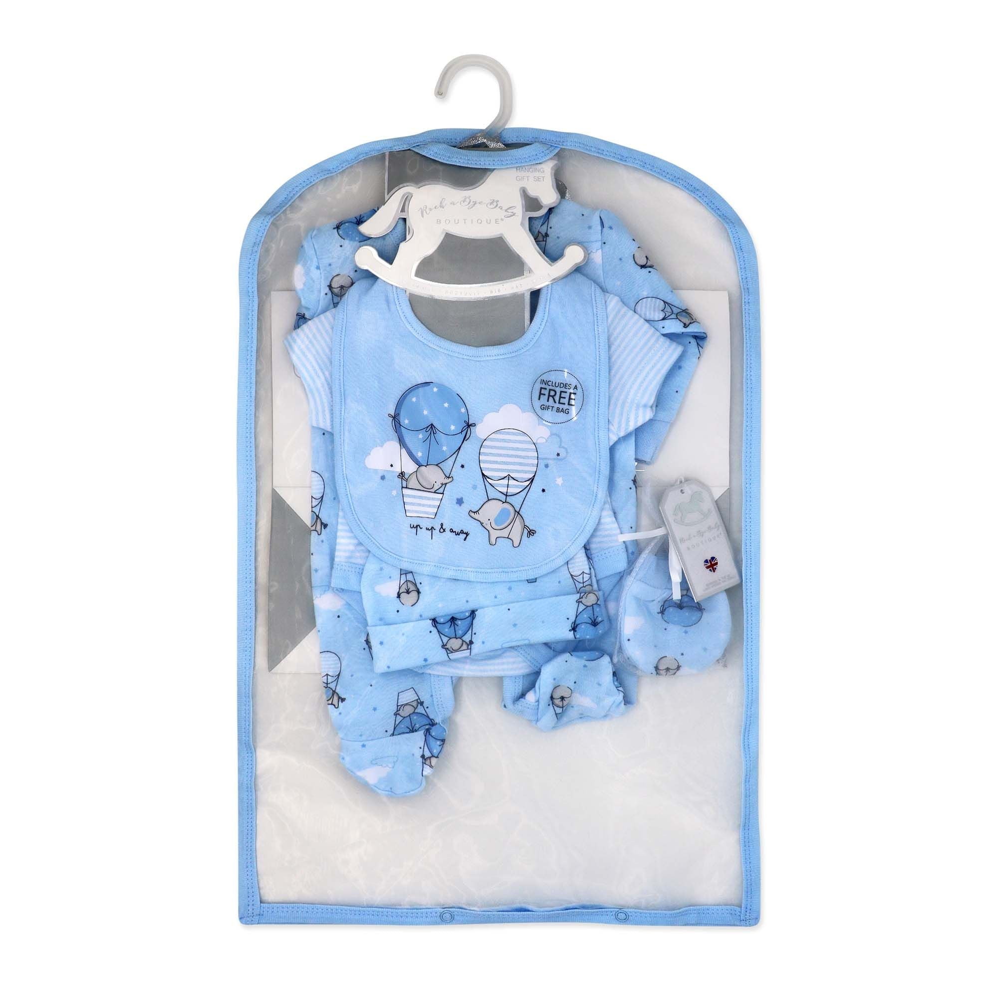 Blue Balloon 5 Piece Baby Layette Gift Set – 100% Cotton