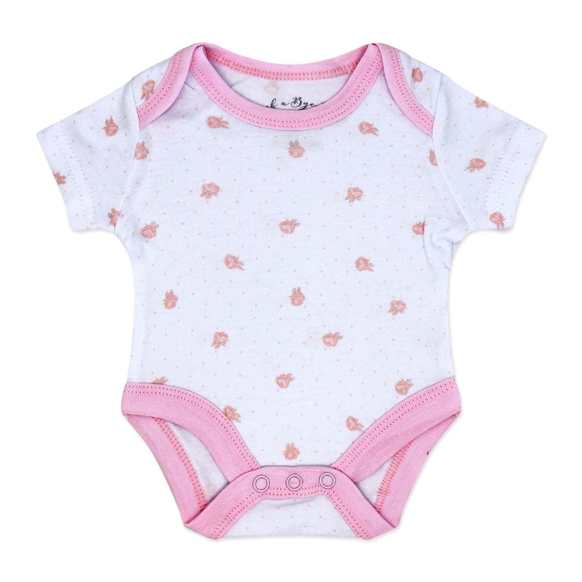 Pink Rose 5 Piece Baby Girl Layette Gift Set – 100% Cotton