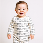 White Print Baby Bodysuit-100%cotton Long Sleeve