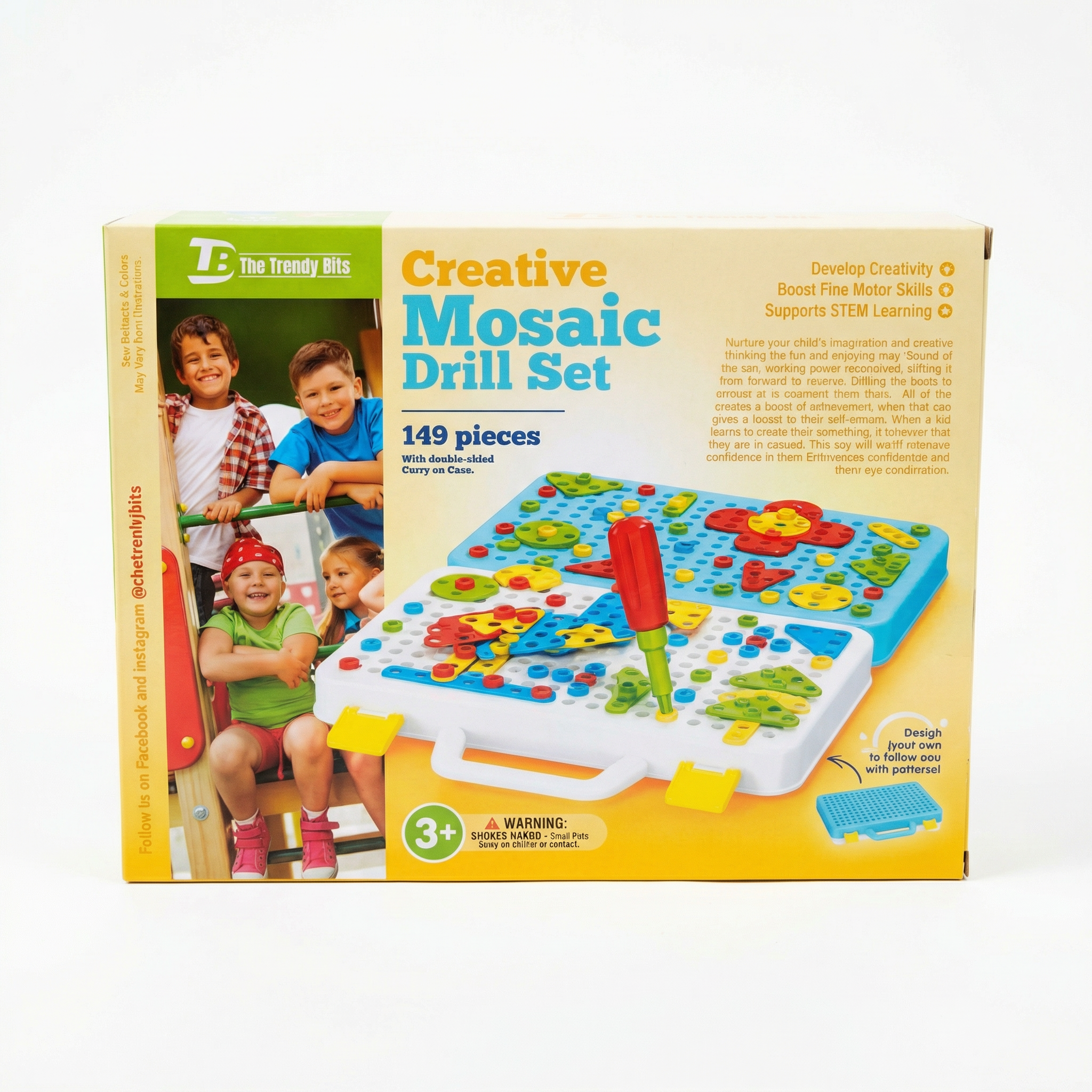 Creative Mosaic Drill Set – 149 Piece STEM Toy (Ages 3+)