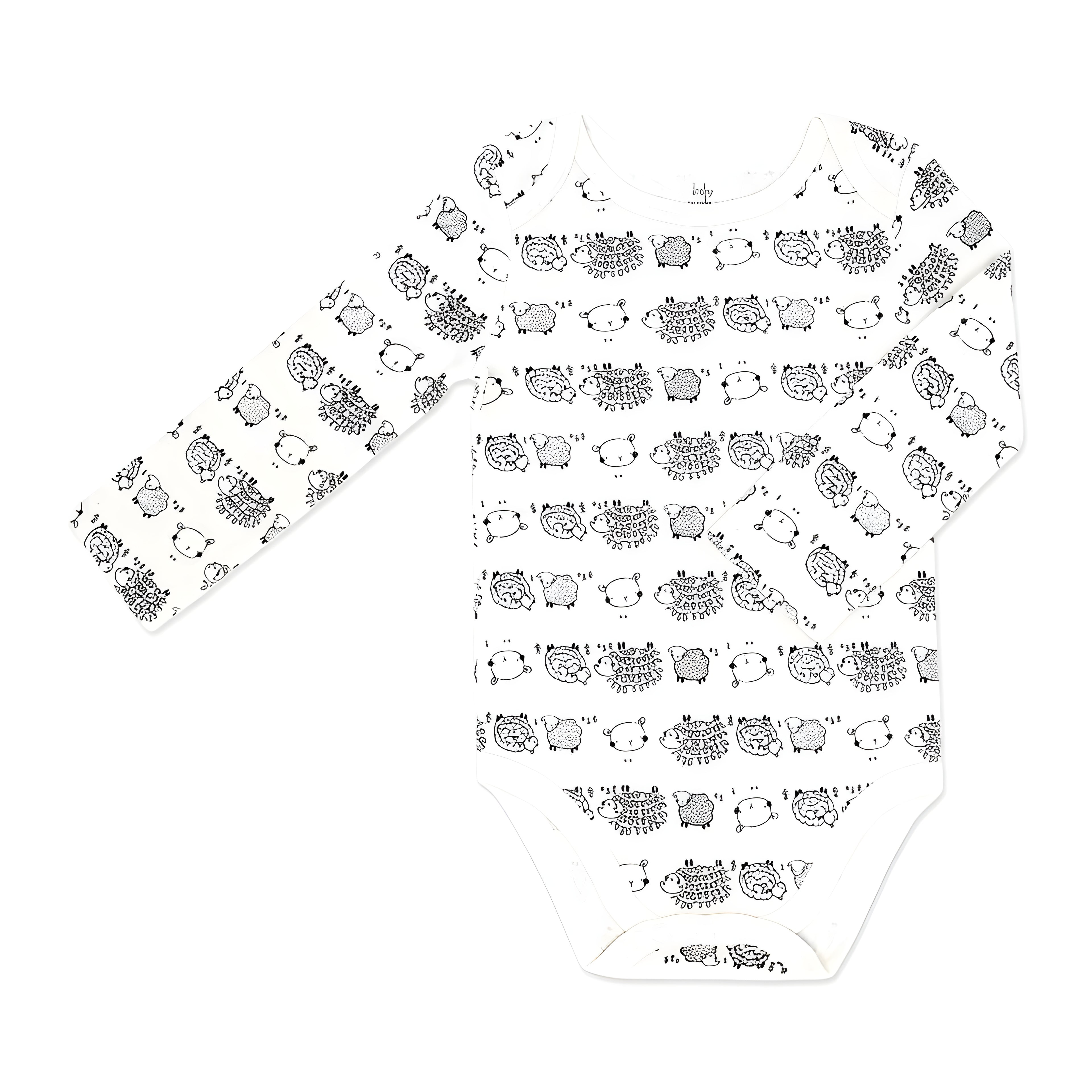 Body bébé imprimé blanc - 100 % coton, manches longues