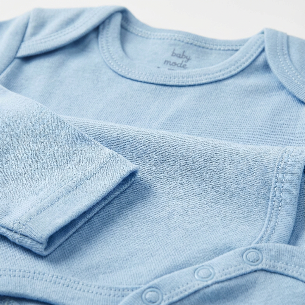 Body bébé bleu à manches longues - 100 % coton