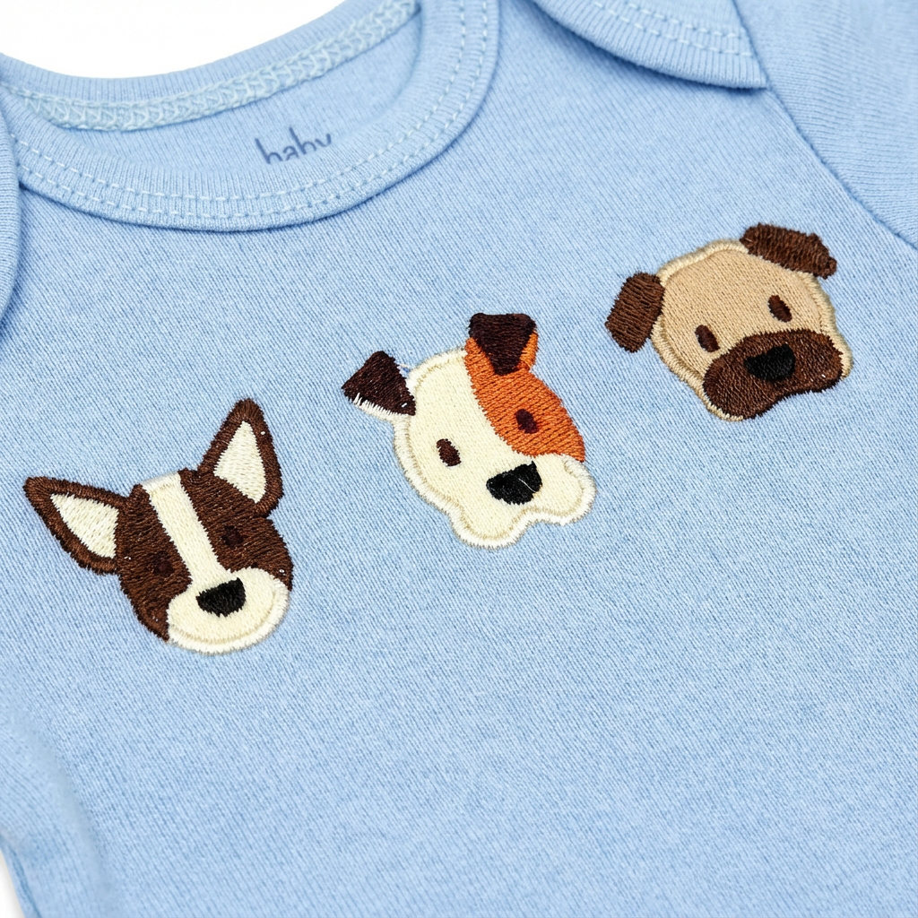 Body bébé imprimé chiot bleu - 100 % coton