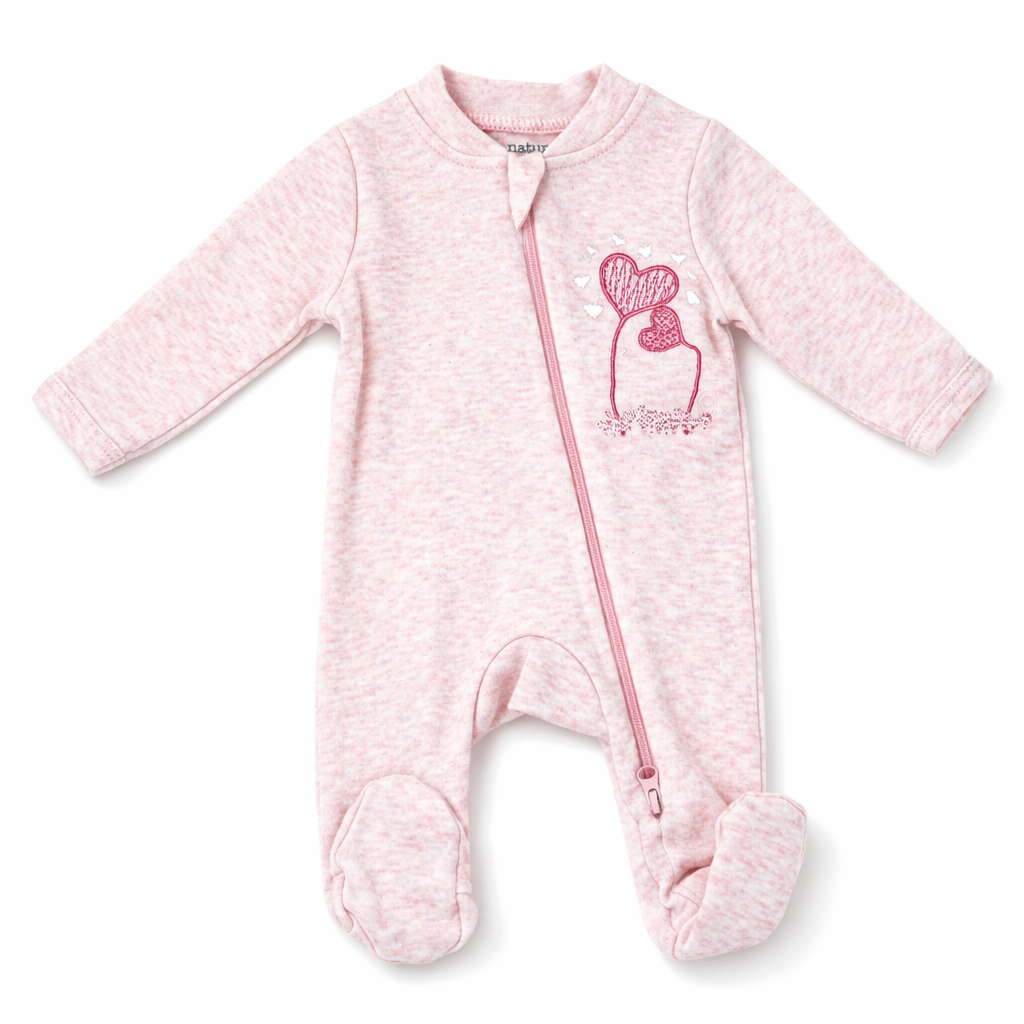 2 Pack Pink Zip Baby Sleepers – 100% Cotton