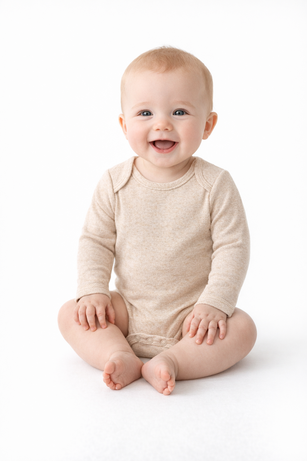 Body bébé beige à manches longues – 100 % coton