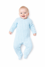 Blue Cable Knit Baby Bodysuit – 100% Cotton